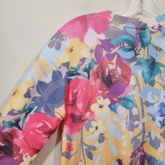 Soft Surroundings long sleeve floral print lightweight v-neck sweater size SP - Picture 5 of 8